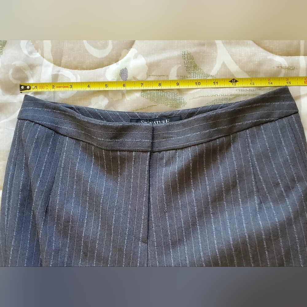 Womens Signature By Larry Levine 2pc Pantsuit, Dark Blueish Gray With Pinstripes - Picture 8 of 13